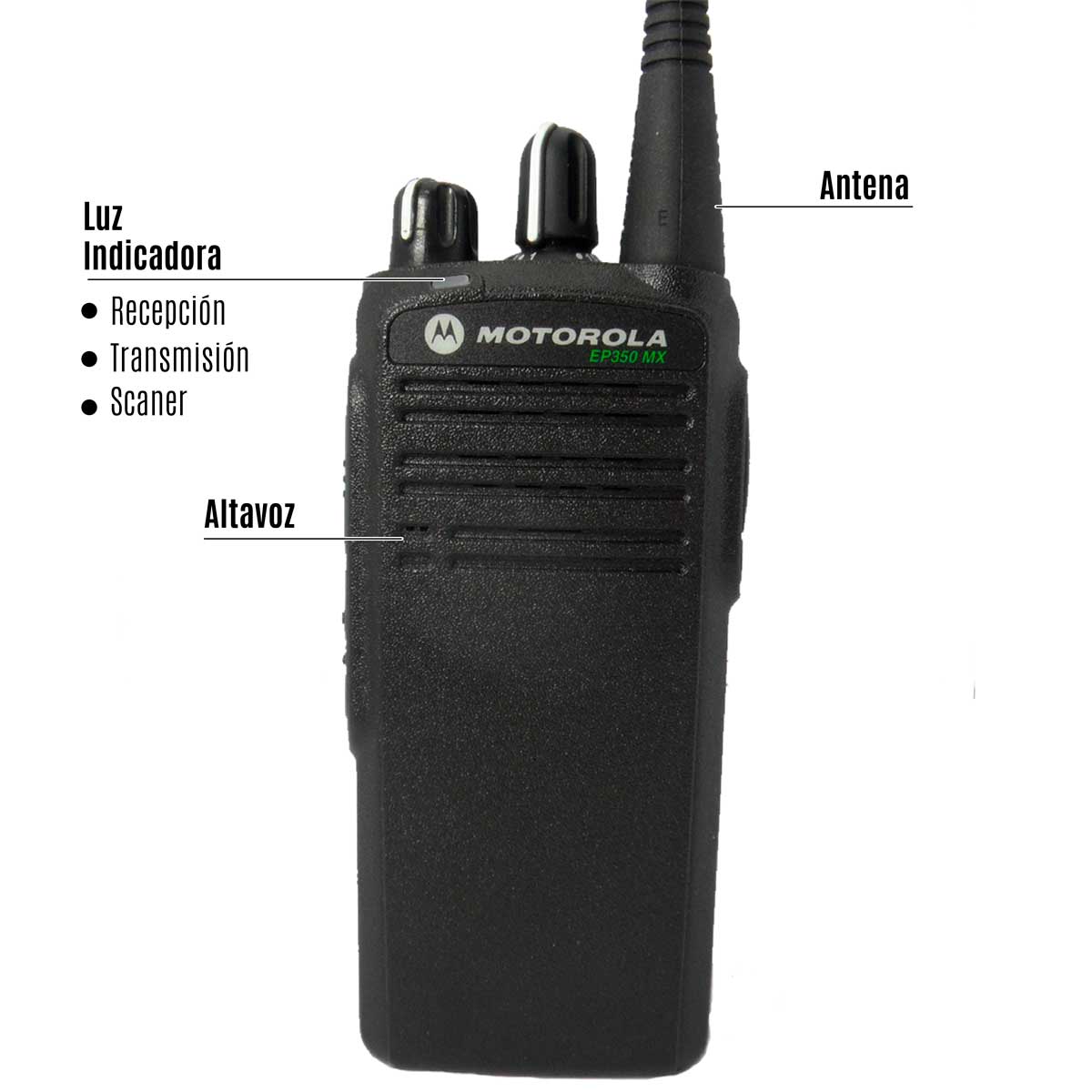 Radio Motorola EP350 MX Analógico LAH03KEC8AB7AN VHF 136-174 MHz sin pantalla y sin teclado