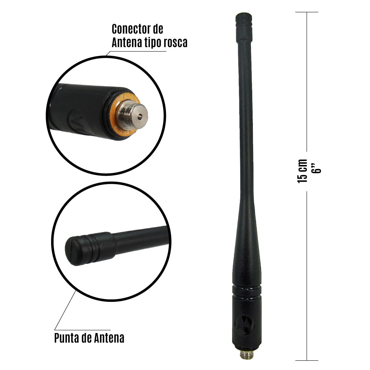 Antena Motorola para equipo DEP550e UHF-GPS tipo látigo PMAE4079