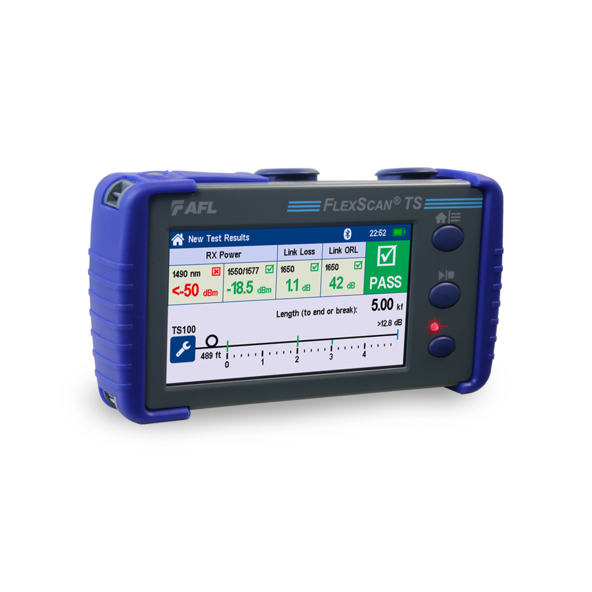 OTDR FTTh FTTx PON Localizador de Fallas AFL FlexScan-TS100