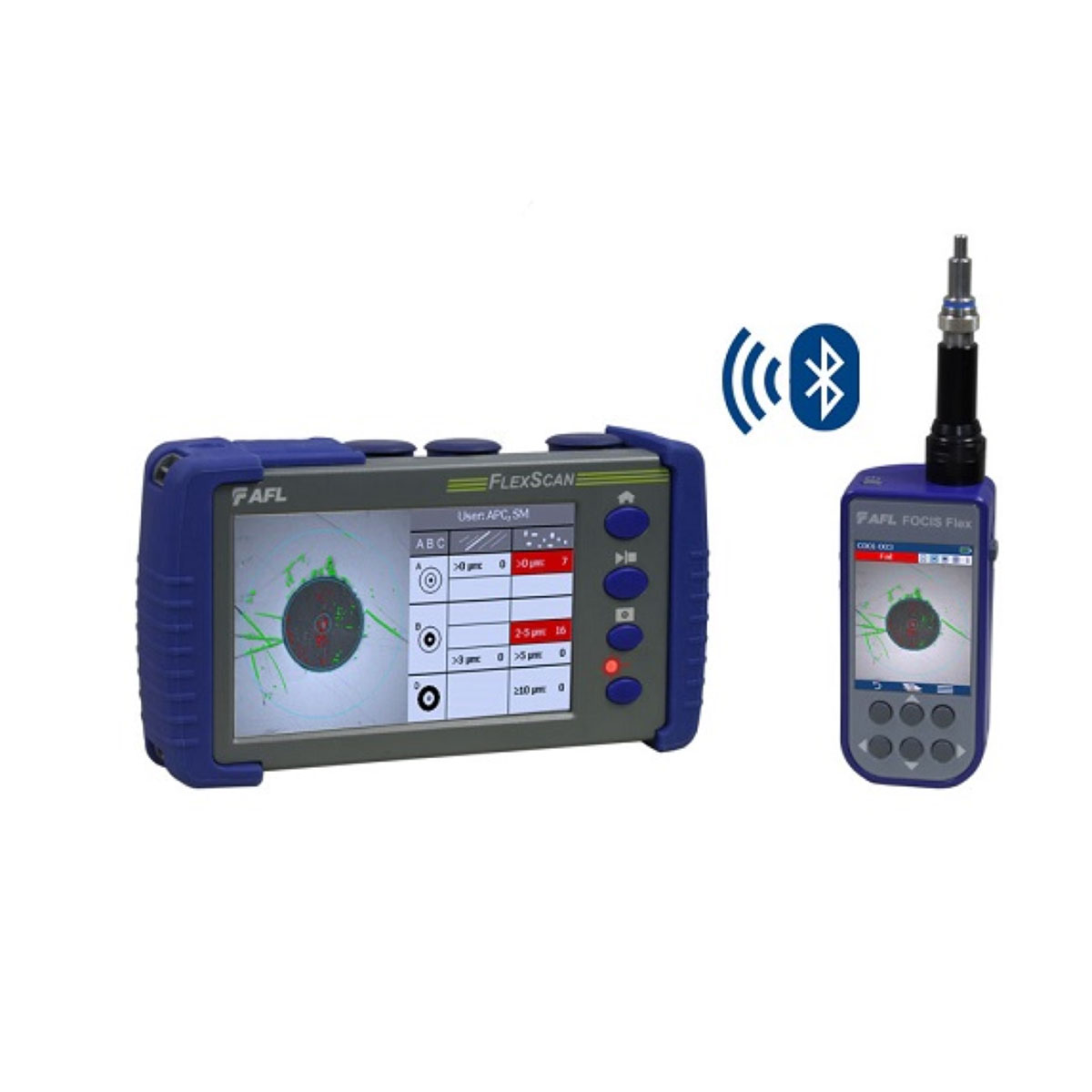 Quad OTDR FTTH PON AFL FlexScan FS300-325 con BT y WI-FI Localizador de Fallas