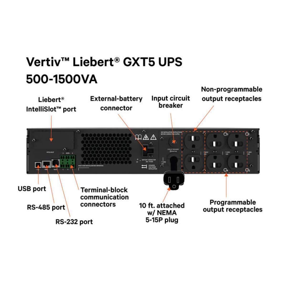 UPS VERTIV Liebert GXT5-500LVRT2UXL 500-3000VA